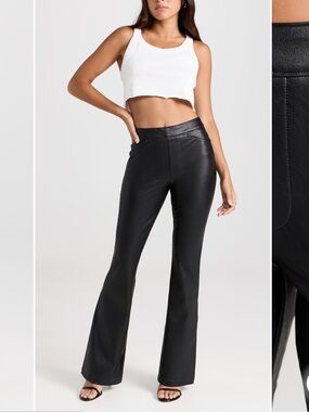 Spanx black faux leather flare pants S